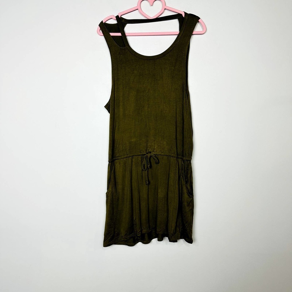 Chaser NWT Cutout Sleeveless Drawstring Drop Waist Mini Dress Green Size Medium